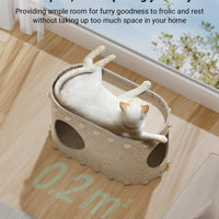 HKM-7893821 Cozy Enclosed Cat Bed Cave with Scratch-Resistant Design and Foldable Tunnel for Indoor Cats