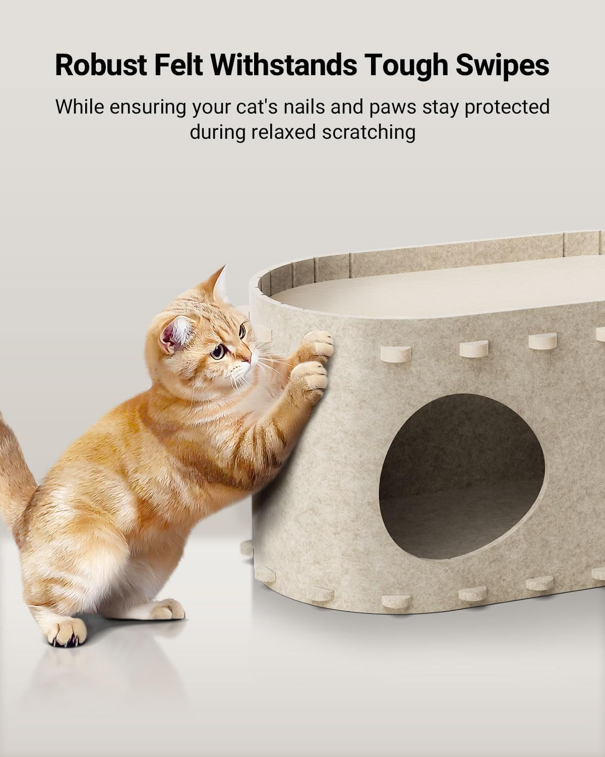 HKM-7893821 Cozy Enclosed Cat Bed Cave with Scratch-Resistant Design and Foldable Tunnel for Indoor Cats