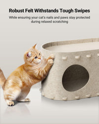HKM-7893821 Cozy Enclosed Cat Bed Cave with Scratch-Resistant Design and Foldable Tunnel for Indoor Cats