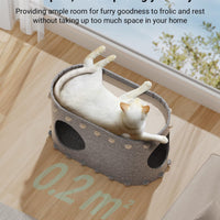 HKM-7893821 Cozy Enclosed Cat Bed Cave with Scratch-Resistant Design and Foldable Tunnel for Indoor Cats