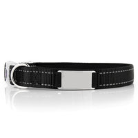 HKM-7894333 Customized Reflective Nylon Dog Collar with Neoprene Padding and Stainless Steel Tag