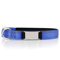 HKM-7894333 Customized Reflective Nylon Dog Collar with Neoprene Padding and Stainless Steel Tag
