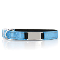 HKM-7894333 Customized Reflective Nylon Dog Collar with Neoprene Padding and Stainless Steel Tag