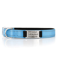 HKM-7894333 Customized Reflective Nylon Dog Collar with Neoprene Padding and Stainless Steel Tag