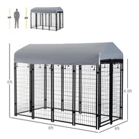 HKM-7895997 Outdoor Dog Kennel with Roof - Spacious 32 sq. ft Secure Activity Area for Large Dogs, Rust-Resistant Construction