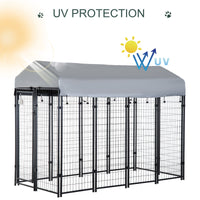 HKM-7895997 Outdoor Dog Kennel with Roof - Spacious 32 sq. ft Secure Activity Area for Large Dogs, Rust-Resistant Construction