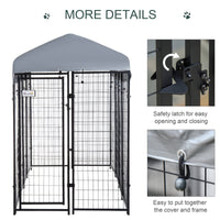 HKM-7895997 Outdoor Dog Kennel with Roof - Spacious 32 sq. ft Secure Activity Area for Large Dogs, Rust-Resistant Construction