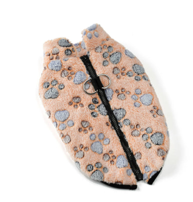 HKM-7897917 Cozy Flannel Jacket for Pets - Warm Coral Fleece in Brown, Sizes XS-XL