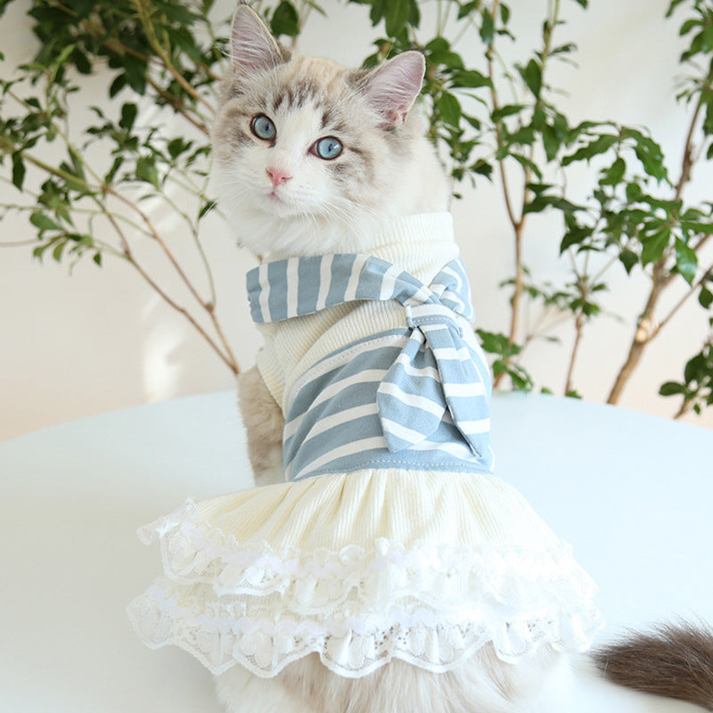 HKM-7898685 Lightweight Cotton Summer Pet Skirt and Vest Set for Dogs and Cats