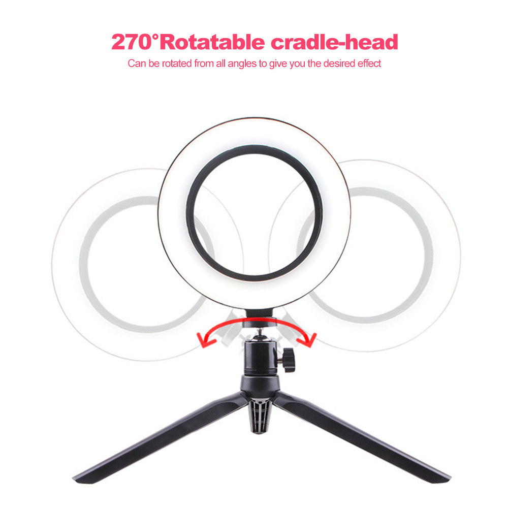 HKM-789907 Universal LED Ring Light with Bluetooth Remote and Tripod, 26cm Fill Light for Desktop Live Streaming
