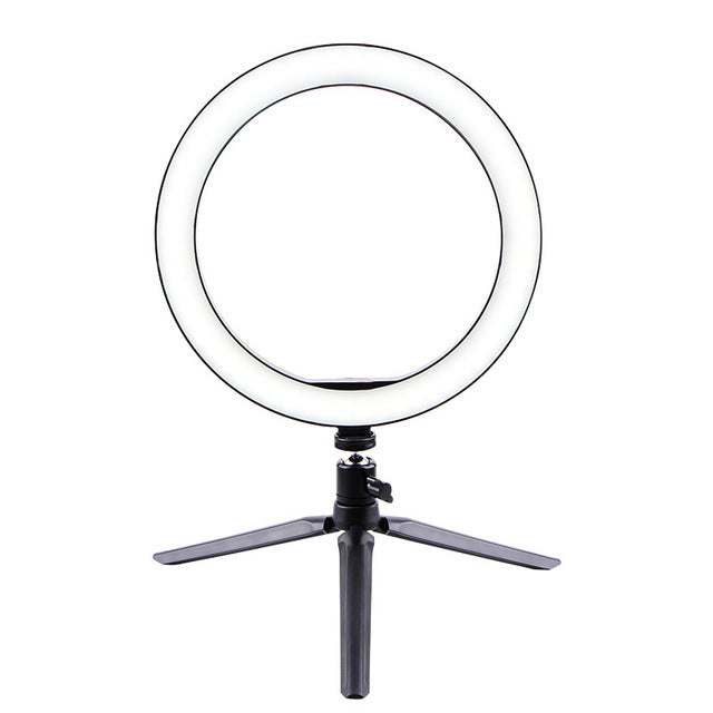 HKM-789907 Universal LED Ring Light with Bluetooth Remote and Tripod, 26cm Fill Light for Desktop Live Streaming