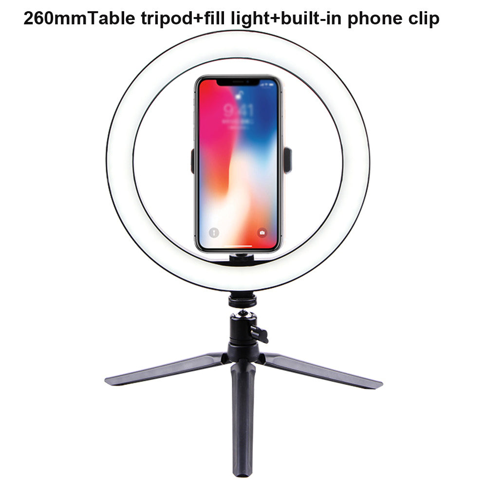 HKM-789907 Universal LED Ring Light with Bluetooth Remote and Tripod, 26cm Fill Light for Desktop Live Streaming