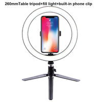HKM-789907 Universal LED Ring Light with Bluetooth Remote and Tripod, 26cm Fill Light for Desktop Live Streaming