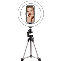HKM-789907 Universal LED Ring Light with Bluetooth Remote and Tripod, 26cm Fill Light for Desktop Live Streaming