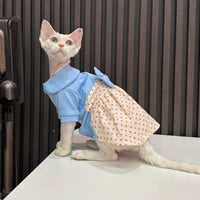 HKM-7899709 Polka Dot Bow Skirt for Hairless Cats in Multiple Sizes
