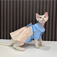 HKM-7899709 Polka Dot Bow Skirt for Hairless Cats in Multiple Sizes
