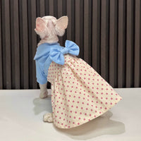 HKM-7899709 Polka Dot Bow Skirt for Hairless Cats in Multiple Sizes