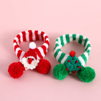 HKM-7900093 Knitted Woolen Striped Christmas Scarf for Pets in Red and Green