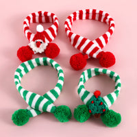 HKM-7900093 Knitted Woolen Striped Christmas Scarf for Pets in Red and Green