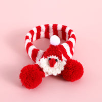 HKM-7900093 Knitted Woolen Striped Christmas Scarf for Pets in Red and Green