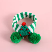 HKM-7900093 Knitted Woolen Striped Christmas Scarf for Pets in Red and Green