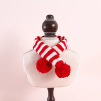 HKM-7900093 Knitted Woolen Striped Christmas Scarf for Pets in Red and Green
