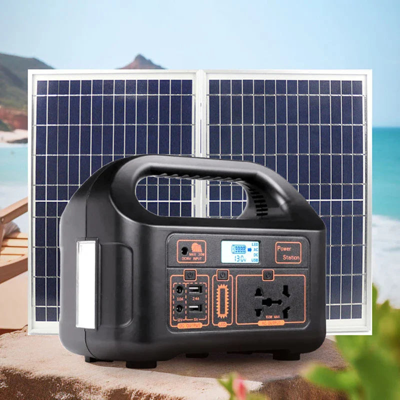 HKM-790035 150W Portable Solar Power Station with Dual AC Outputs for Outdoor Emergency Use