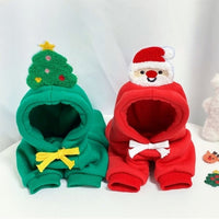 HKM-7900477 Santa Claus and Christmas Tree Warm Pullover Hoodie for Cats and Dogs