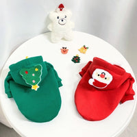 HKM-7900477 Santa Claus and Christmas Tree Warm Pullover Hoodie for Cats and Dogs