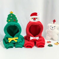 HKM-7900477 Santa Claus and Christmas Tree Warm Pullover Hoodie for Cats and Dogs