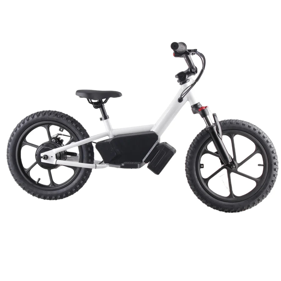 HKM-790099 16-Inch Electric Balance Bike for Kids Ages 6-12, 350W Motor, Aluminum Frame, Disc Brake, Front Suspension