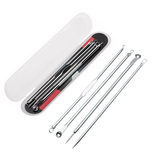HKM-790099 4-Piece Carbon Steel Acne Needle Set for Blackhead and Pimple Removal