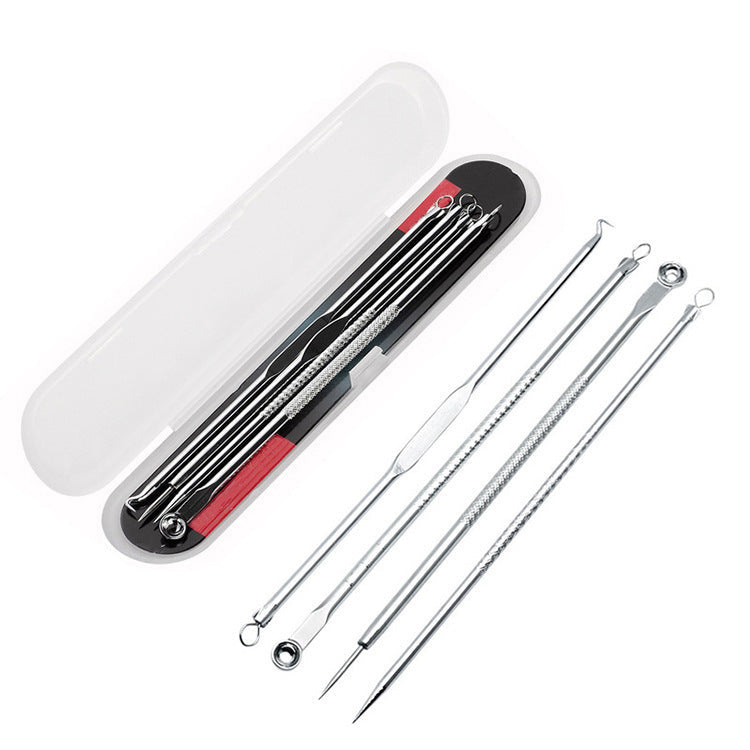 HKM-790099 4-Piece Carbon Steel Acne Needle Set for Blackhead and Pimple Removal