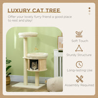 HKM-7901373 3-Level Cat Tree with Sisal Scratching Posts, Soft Cushions, and Fun Badminton Toy