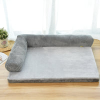 HKM-7902141 Corduroy Pet Sofa Bed with Non-Slip Base and High-Density Sponge Padding for Comfortable Resting