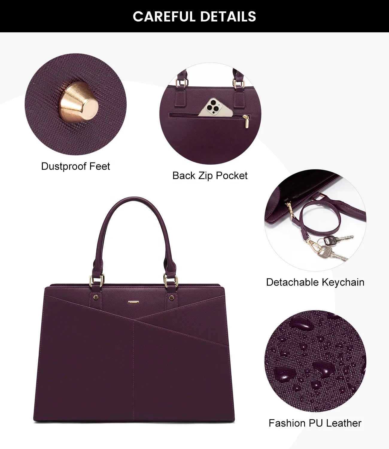 HKM-790227 Stylish Waterproof Laptop Tote Bag and Briefcase Set for Women - Perfect for Work, School, and Business Use