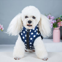 HKM-7902525 Cozy Polka-Dot Cotton-Padded Dog Vest in Pink and Blue with Plus Velvet Warmth