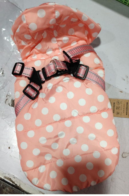 HKM-7902525 Cozy Polka-Dot Cotton-Padded Dog Vest in Pink and Blue with Plus Velvet Warmth