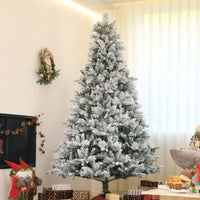 HKM-790291 7.5 ft Pre-Lit Artificial Christmas Tree with 500 Clear Lights & Snow Flocked Tips (Model D0100HRRA5TD0102HAY6ST)