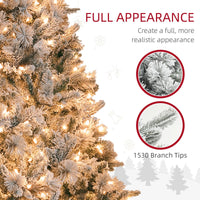 HKM-790291 7.5 ft Pre-Lit Artificial Christmas Tree with 500 Clear Lights & Snow Flocked Tips (Model D0100HRRA5TD0102HAY6ST)