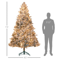 HKM-790291 7.5 ft Pre-Lit Artificial Christmas Tree with 500 Clear Lights & Snow Flocked Tips (Model D0100HRRA5TD0102HAY6ST)