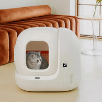 HKM-790291 Automatic Self-Cleaning Cat Litter Box with App Control, 7L Waste Capacity, White