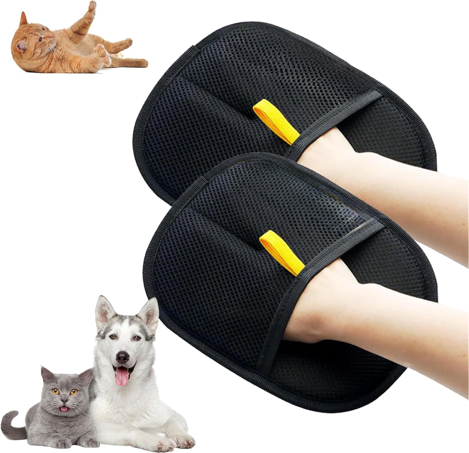 HKM-7903677 Pet Hair Removal Electrostatic Gloves with Two-Way Bristles for Cats and Dogs