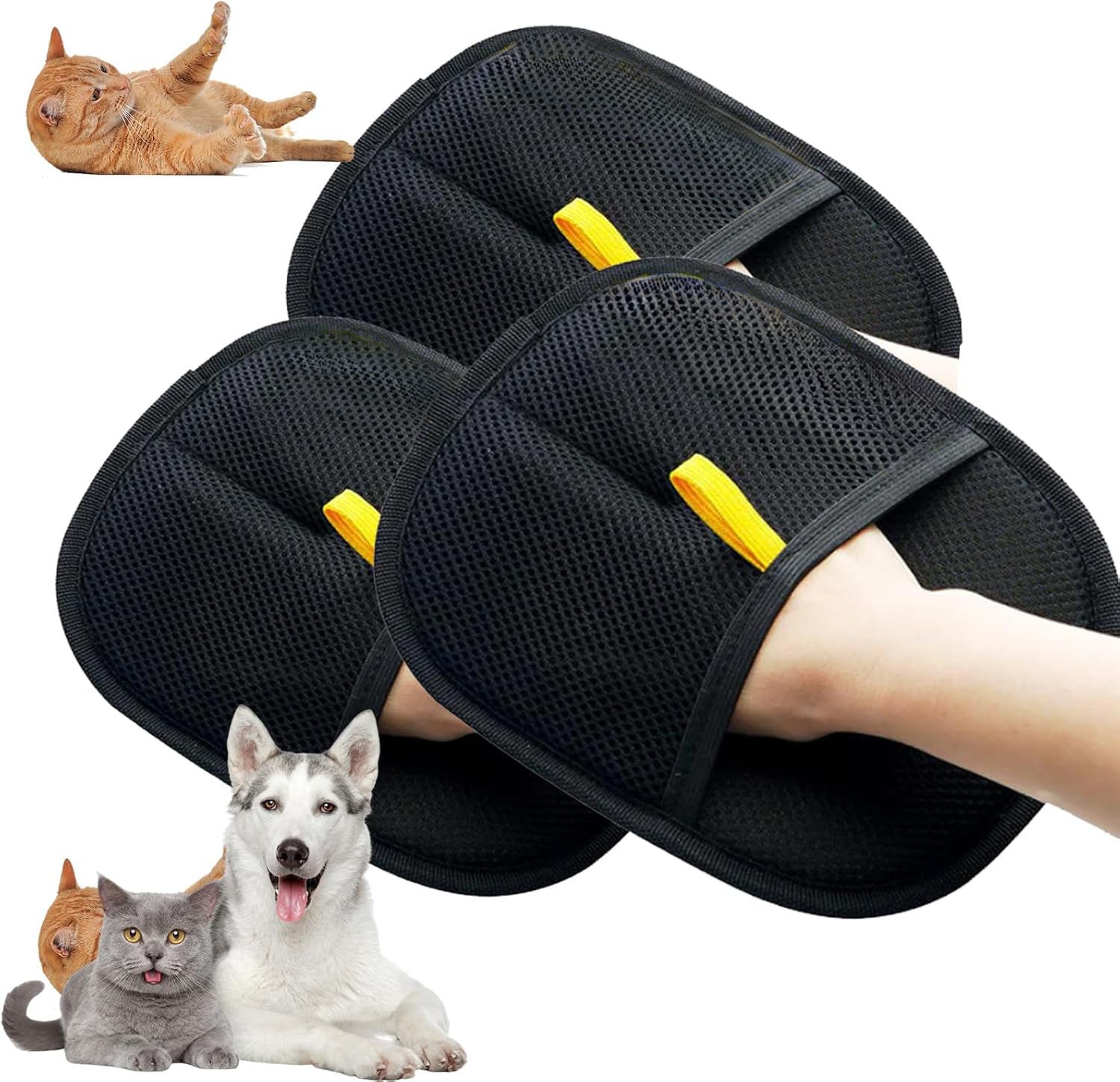 HKM-7903677 Pet Hair Removal Electrostatic Gloves with Two-Way Bristles for Cats and Dogs