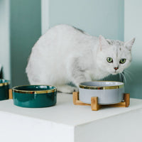 HKM-7904061 Elegant Ceramic Cat Bowl for Food and Water - 400 ML & 850 ML Capacity Available