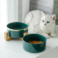 HKM-7904061 Elegant Ceramic Cat Bowl for Food and Water - 400 ML & 850 ML Capacity Available