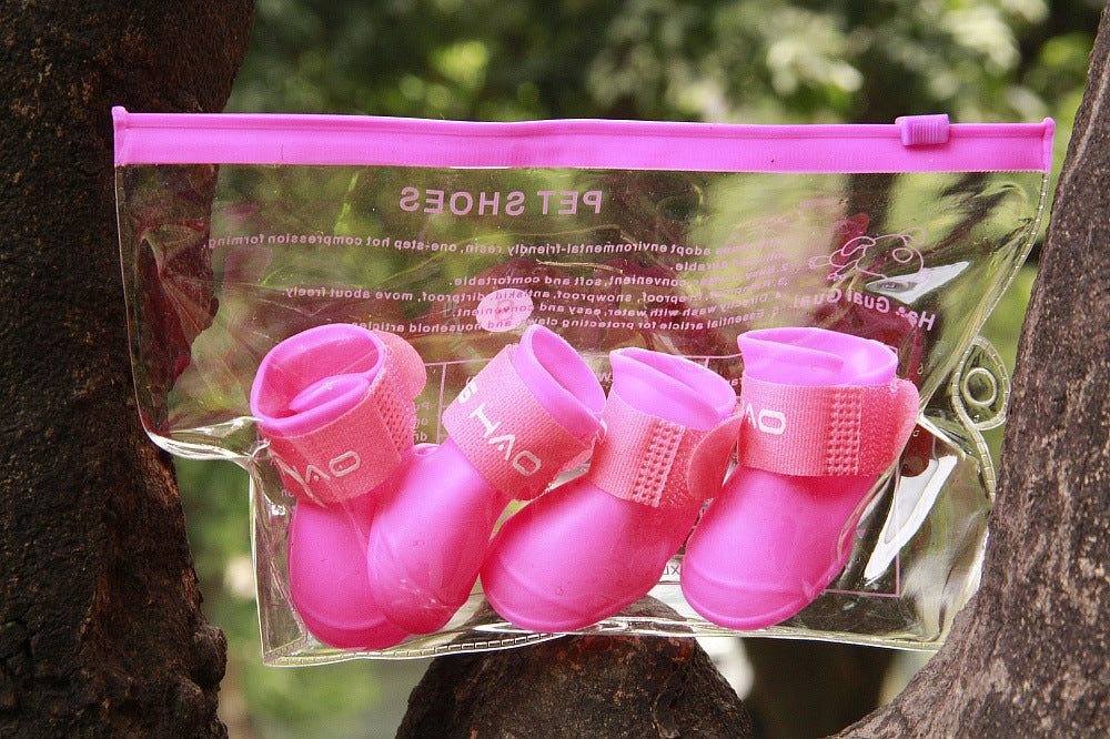 HKM-7904701 Adorable Candy Pet Rain Boots - Waterproof, Non-Slip, Warm, and Wear-Resistant for Dogs