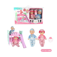 HKM-790483 11.5 Inch Doll Crib with Accessories for Educational Play, Fits Baby Dolls, Ideal for Ages 2-4