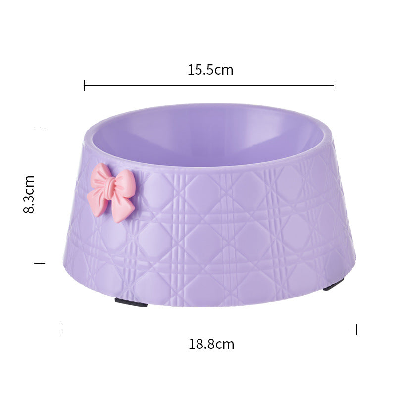 HKM-7905341 Diamond Pattern Pet Feeding Bowl with Bowknot Design for Dogs and Cats