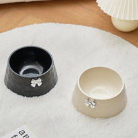 HKM-7905341 Diamond Pattern Pet Feeding Bowl with Bowknot Design for Dogs and Cats